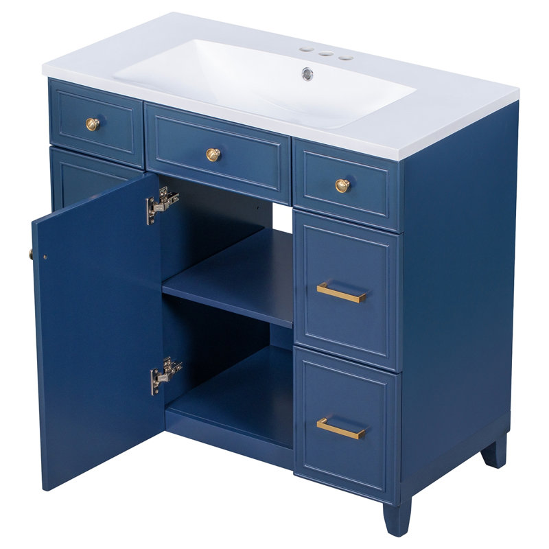 Ensemble de meuble-lavabo avec lavabo 36 po 36 po, Bleu marine