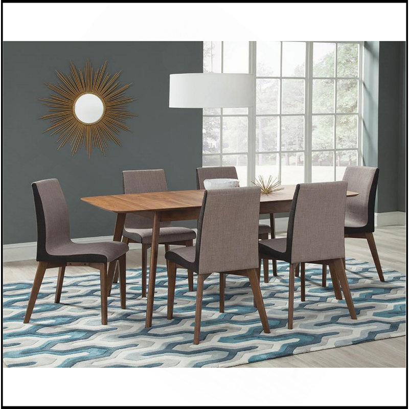 Chaises d'appoint rembourrées grises et noyer naturel, 1