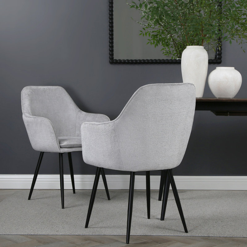 46cm H Upholstered Metal Upholstered Back Armchair, Black, Grey