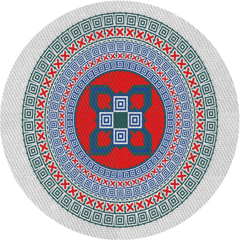 Geometric Indoor Rug, Round 4'