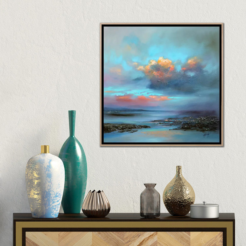 Hebridean Light I by Scott Naismith - Painting on Canvas, 45.72cm H x 45.72cm W x 3.81cm D, Oak Floater Framed