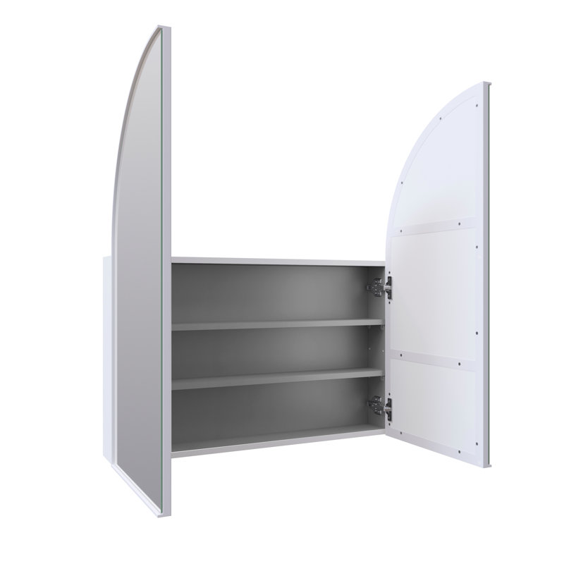 Two Door Steel Frame Arch Shape Medicine Cabinet, White