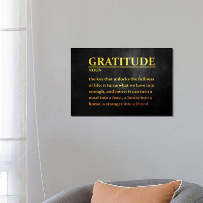 Gratitude 1 Piece Wrapped Canvas Wall Art