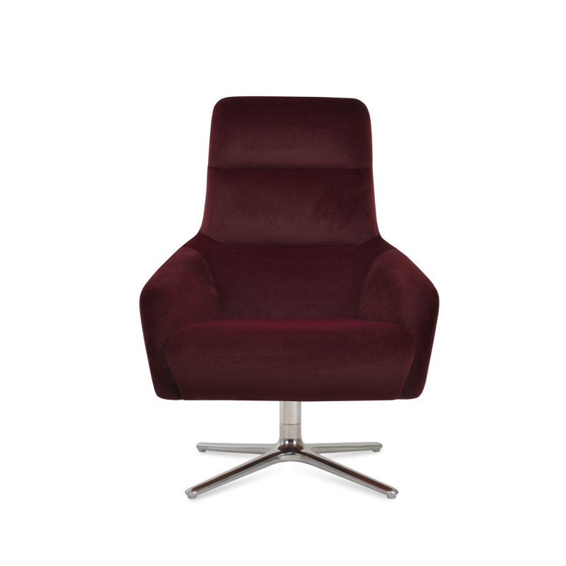 Fauteuil pivotant en velours cerise Barcelona