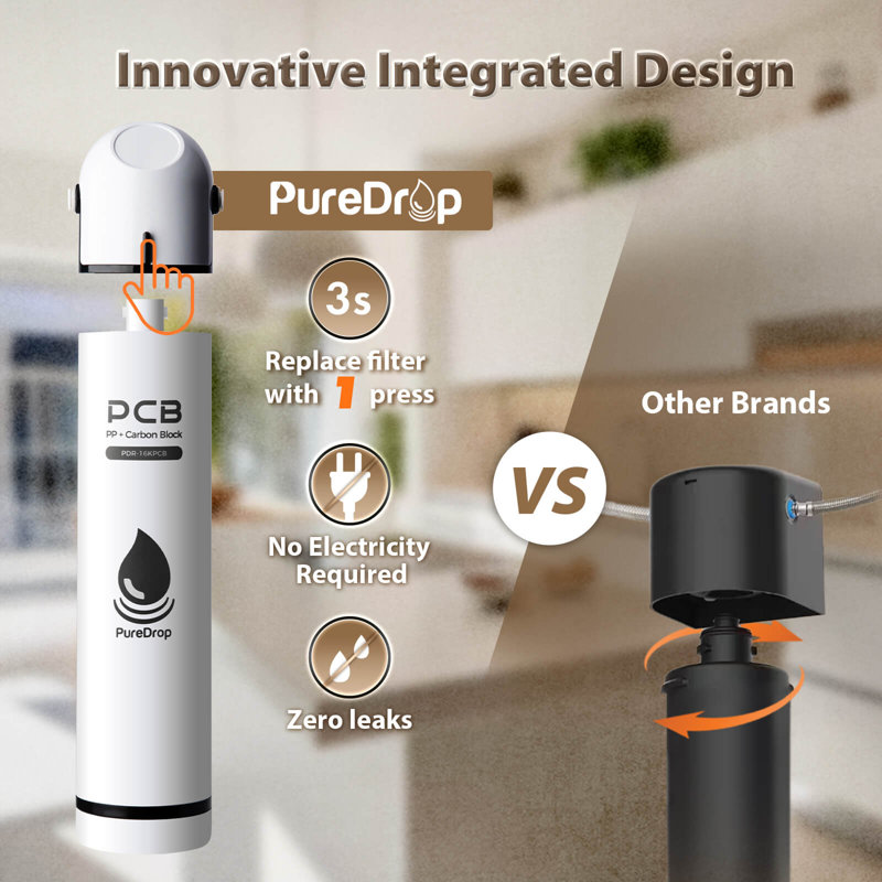 Filtre à eau sous évier PureDrop PDR-16KPCB, grande capacité, 16 K gallons