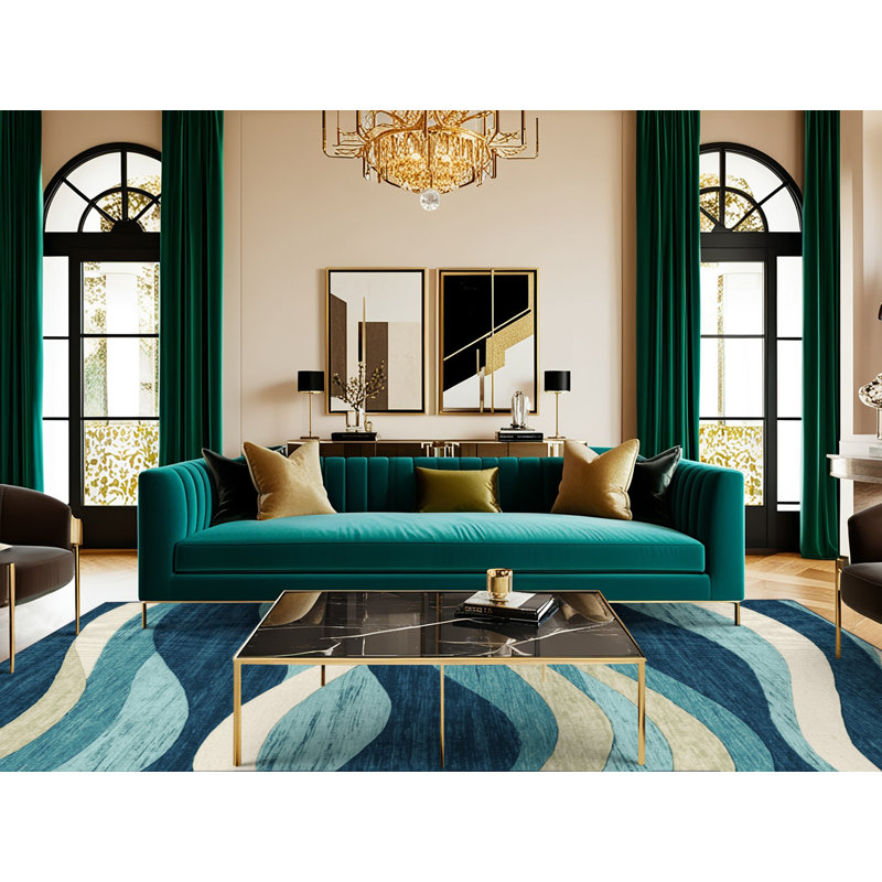  Tapis hawaïen lavable à vagues abstraites, Tapis de couloir 2 pi x 5 pi
