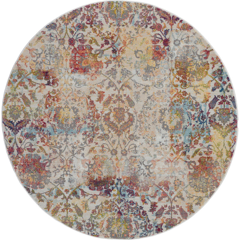 Holbeach Damask Area Rug, Round 122cm