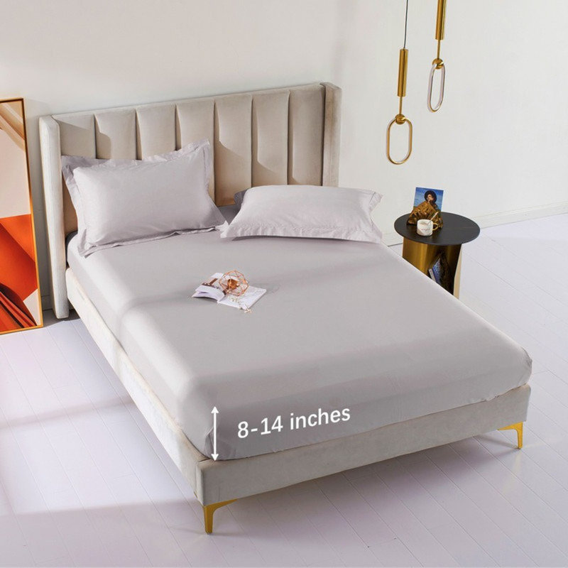 Solayne Deep Pocket Fitted Sheet Only 100% Long Staple Cotton Breathable Bottom Sheet Fits Up To 14" Deep Mattress