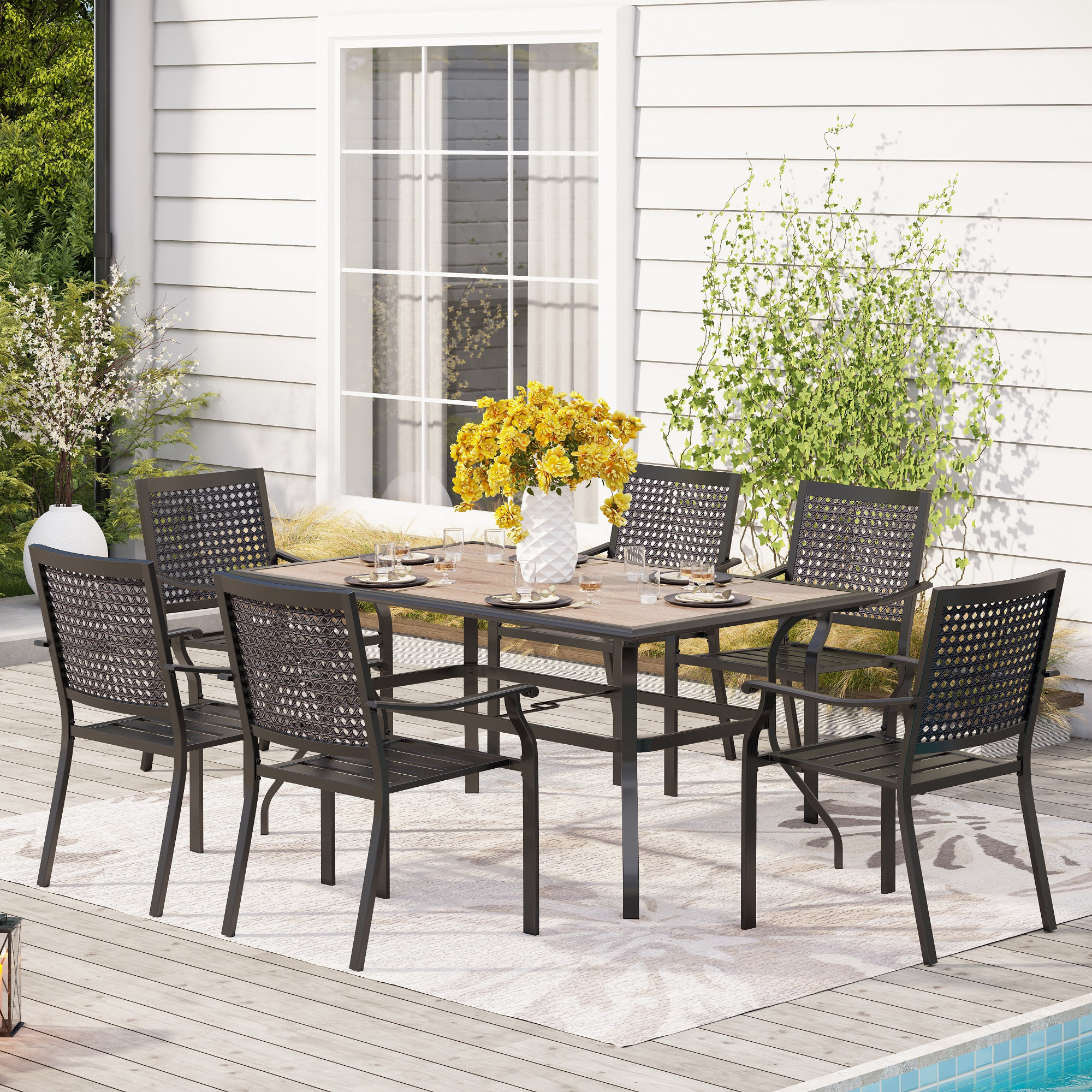 6 person deals metal patio table