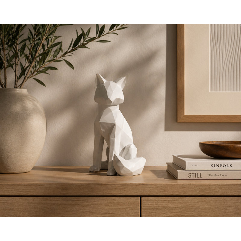 Modern-White-Geometric-Fox-Statue