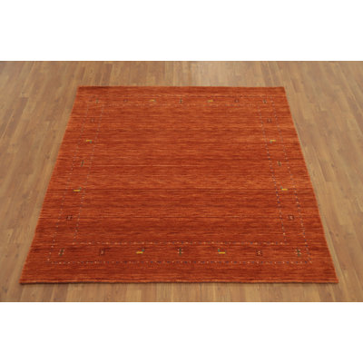 Tapis carré indien carré orange 6x6
