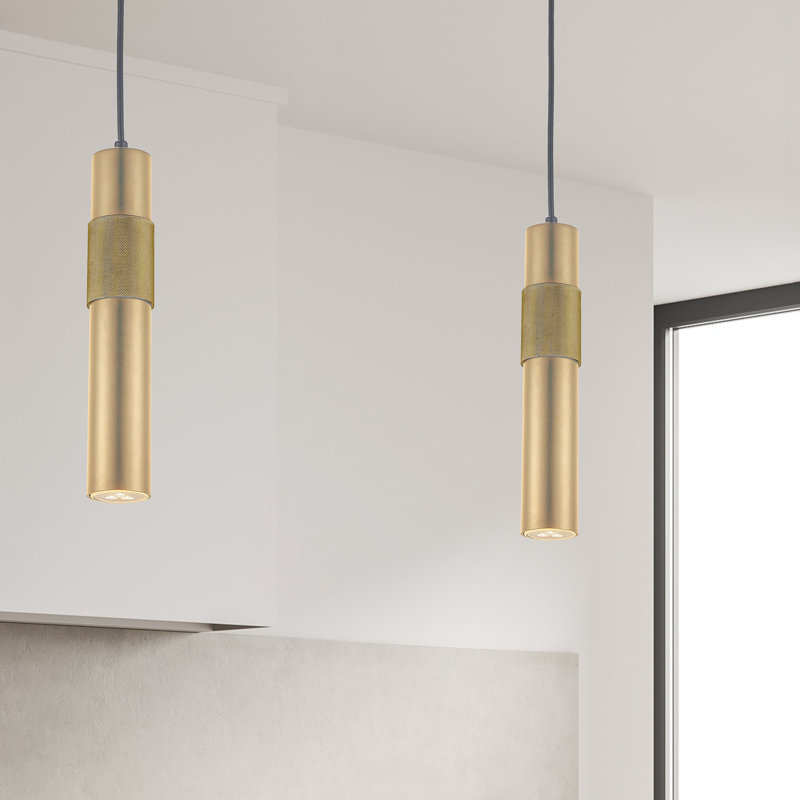 Luminaire suspendu à 1 lumière Fawziya, Laiton vieilli