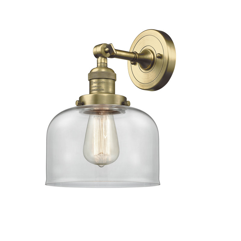 Plafonnier simple semi-encastré 8 lumières Handley, Ampoule non incluse, Transparent, Laiton antique