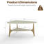 Table basse 33,46 po avec tablettes de rangement à 2 niveaux et trois pieds en fer massif pour le salon, la chambre à coucher et le bureau