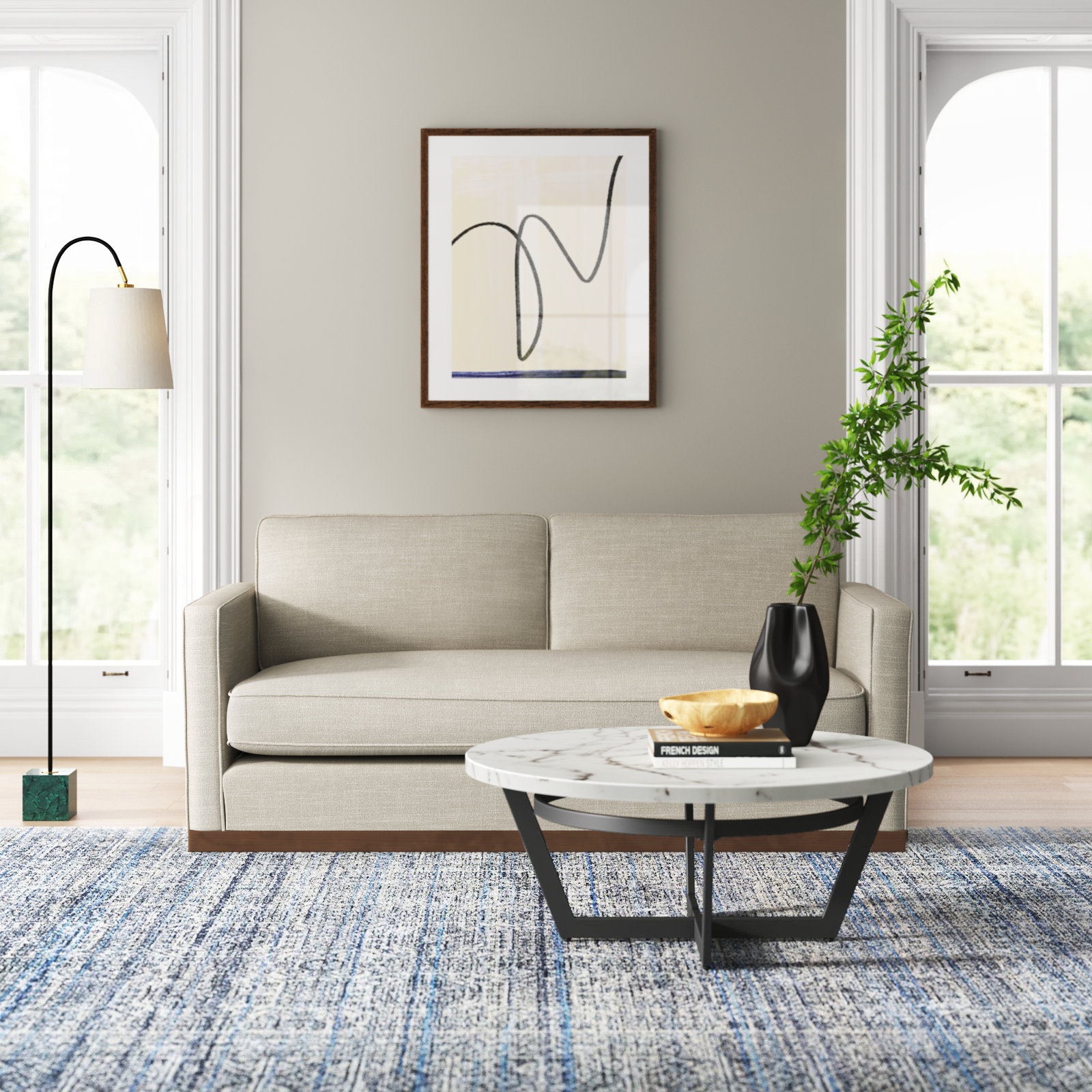 Bobbi 72" Linen Loveseat, Effie Flax Performance Weave