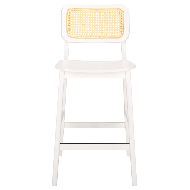 Luz Cane Counter Stool, White/Natural