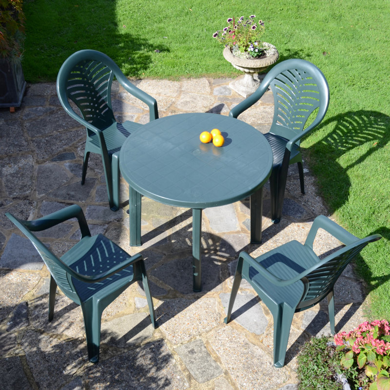 Revello Round Table with 4  Chairs Garden Set, Green