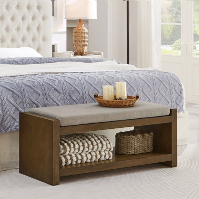 Banc d'appoint de 40 pouces avec étagère à chaussures à tablette inférieure, siège rembourré pour le salon et la chambre à coucher, banc de rangement moderne avec bout de lit compact