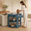 Console décorative - Design en demi-lune cannelée avec tiroir et 2 tablettes ouvertes-1582258248-1582258251-1582258255