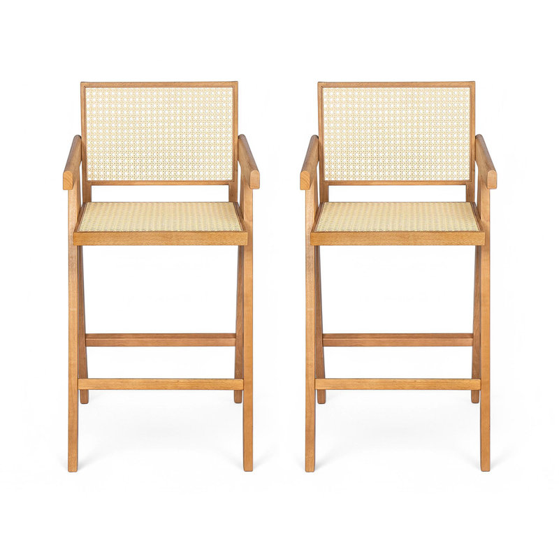 Tabouret de bar moderne 27 po avec siège canne 27 po, Naturel