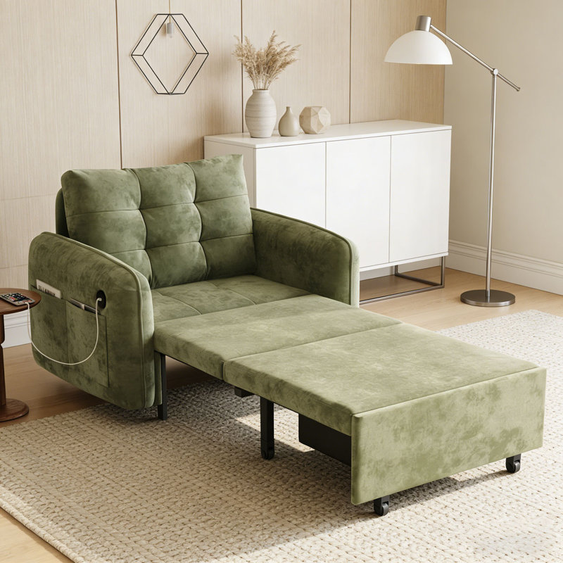 3-in-1 Sleeper Chair Bed, Green
