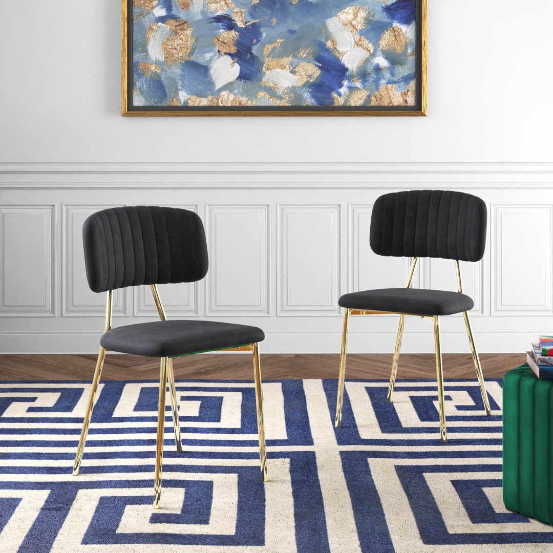 Addington Velvet Upholstered Slat Back Side Chair (Set of 2) Etta Avenue™ Upholstery 