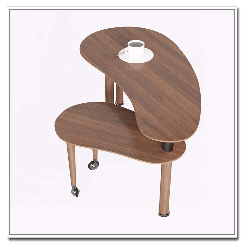 Table basse rotative avec pieds en bois d'hévéa massif, Noyer, Noyer