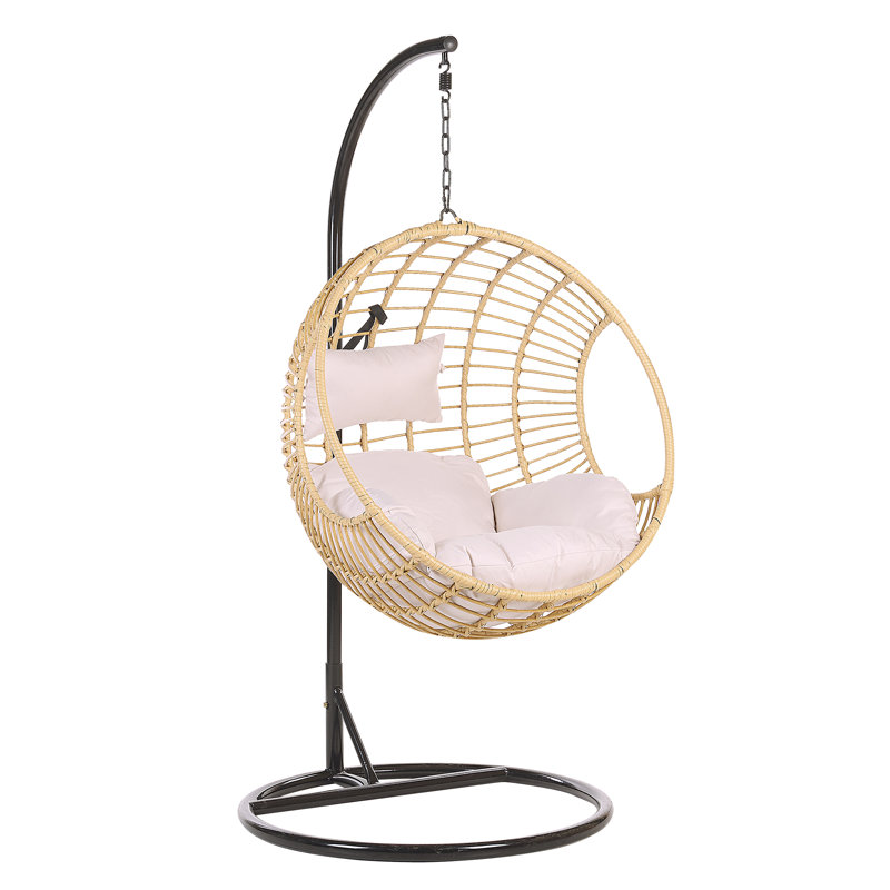 Angela Swing Chair with Stand, Beige, Light Pink