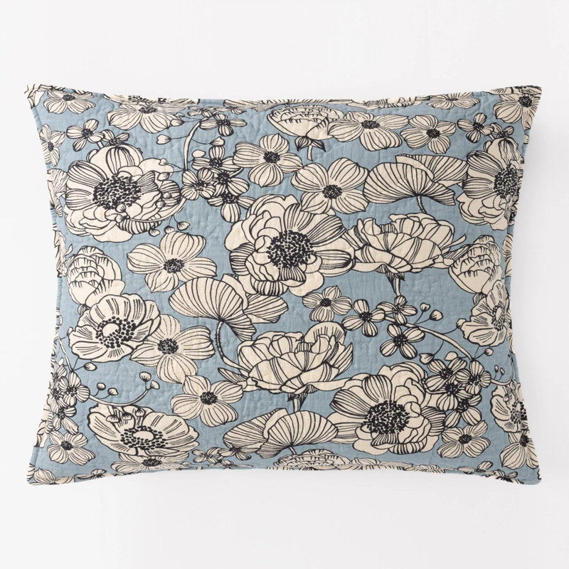 Couvre-oreiller Tinsley, calcaire, euro néerlandais, Blue Damask