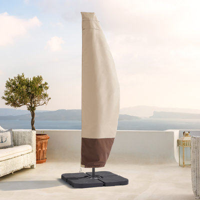 Patio Umbrella Cover Zippered Windproof Anti-UV 600D Fits 9– 11ft Offset Hanging Umbrella