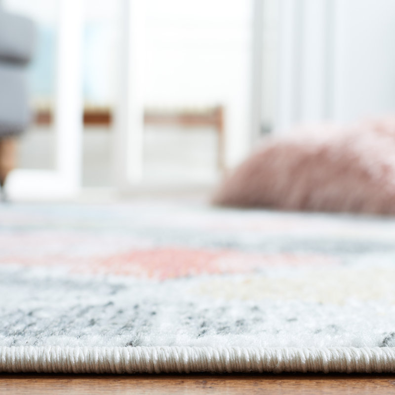 Tapis bleu / rouge Edroy, Tapis de couloir 2 pi 2 po x 9 pi