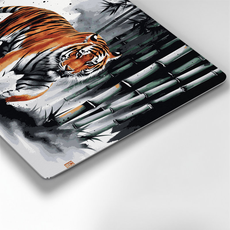 «Big Cats» Indochinese Tiger, art mural en métal noir, H 12 po x l 18 po