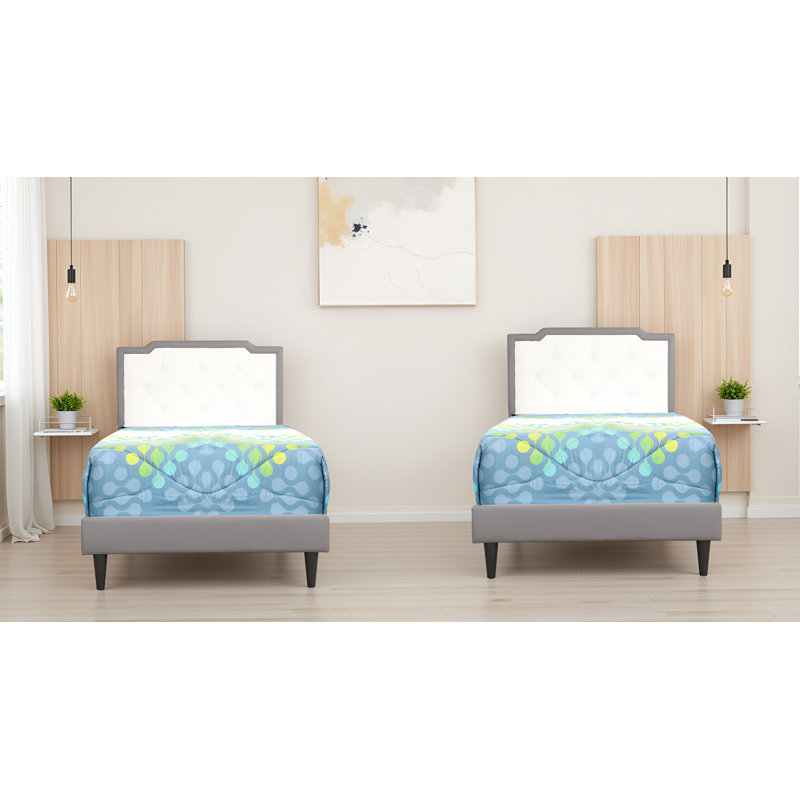 Ensemble de 2 lits simples Getafe, Lit simple, Blanc / Rose