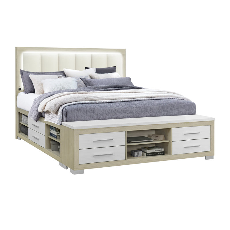 Ensemble de lit 5 pièces Emma, Naturel / Blanc, Grand