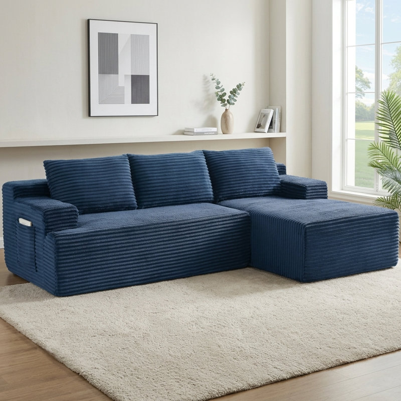 Canapé modulaire Boneless, Bleu, Orienté à droite