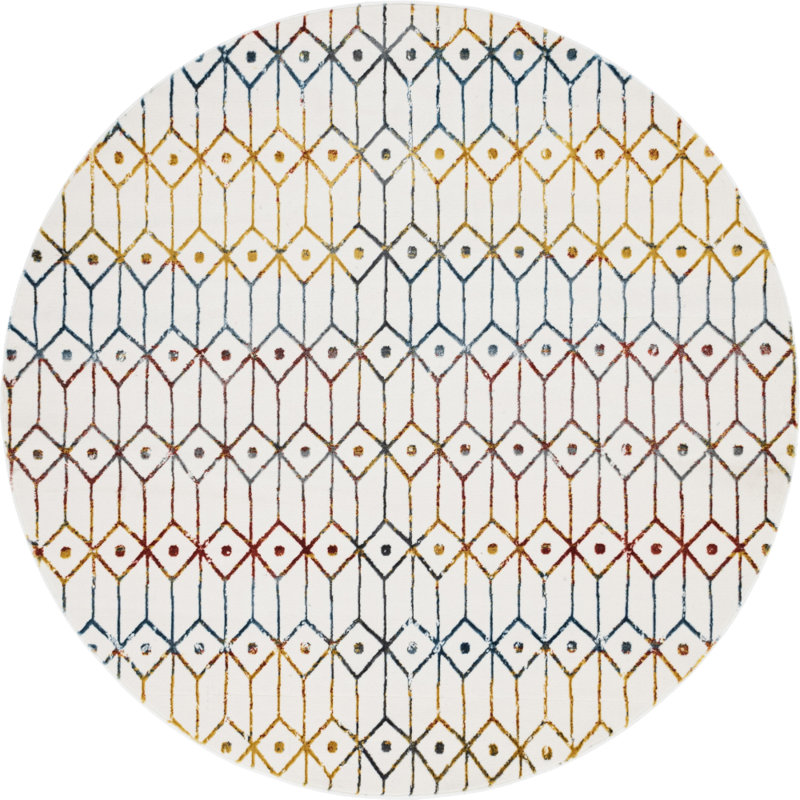 Okemah Geometric Indoor Rug, Round 8'