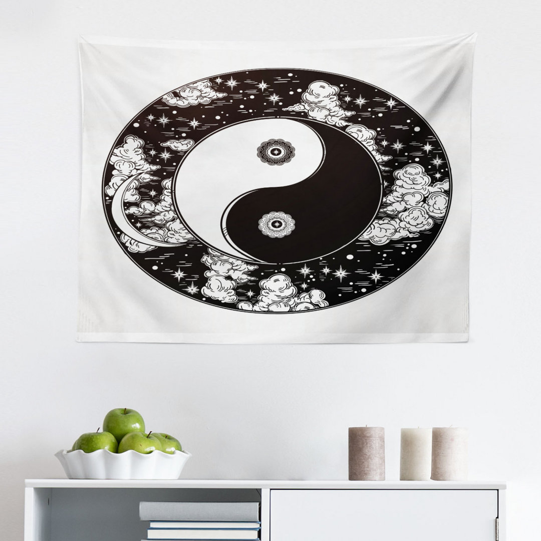 Wandbehang Sterne und Mond Design Sternennacht Himmel Frieden Magie Boho