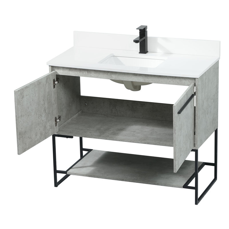 Ensemble de meuble-lavabo simple 40 po Rozell, Gris béton