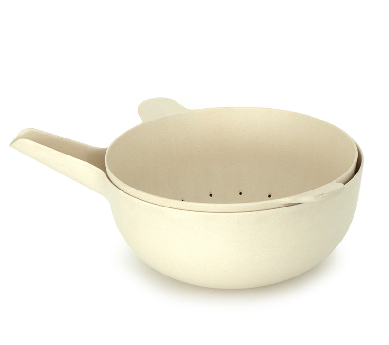 Ensemble de bol et passoire EKOBO, Blanc, H 5,5 po x l 11,5 po x P 11,5 po