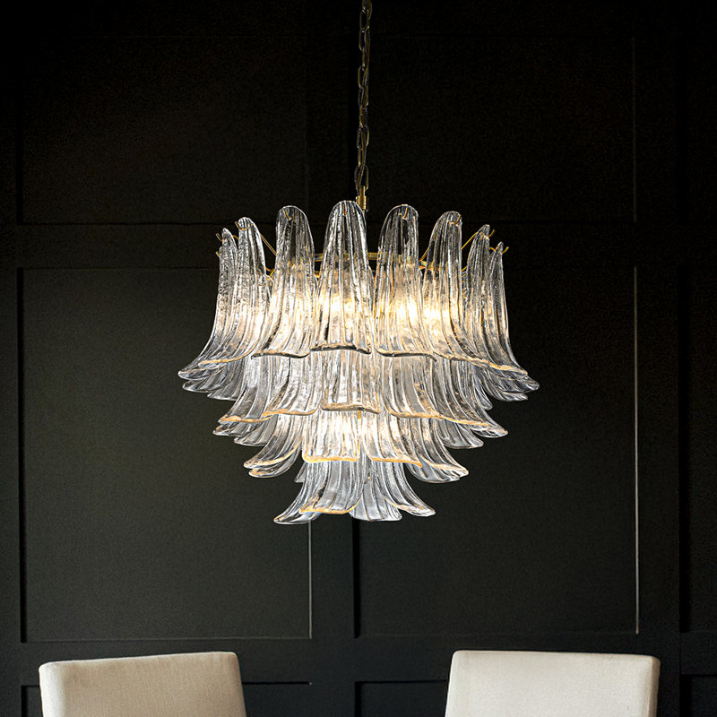 24'' Wide Vintage Mid-century Modern Chandelier 4-light 4-tier Clear Art Glass Pendant With Antique Bronze Finish For Living Room, Dining Room