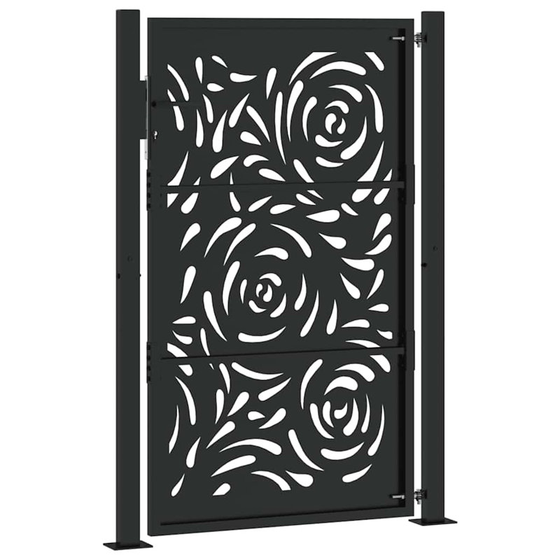  Garden Gate Steel Flame Design, 105 x 155 cm, Black