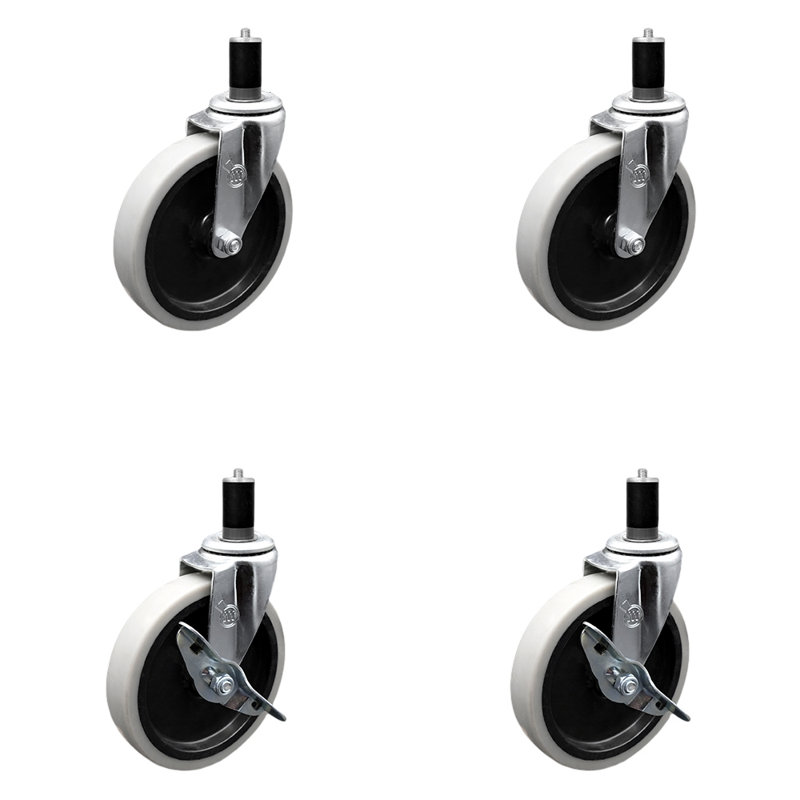 Ensemble de roulettes extensibles à roulettes de 5 pouces en 1-1 / 2 pouces avec 2 freins / SCC-EX05S510-TPRS-112-2-SLB-2