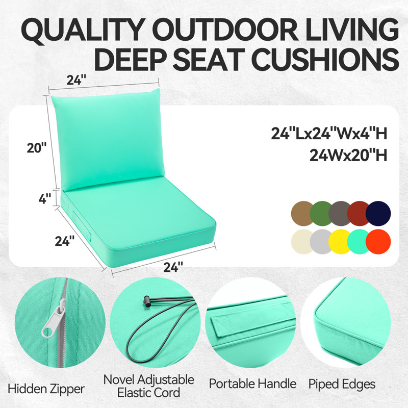 Coussin de siège imperméable intérieur / extérieur, Bleu clair