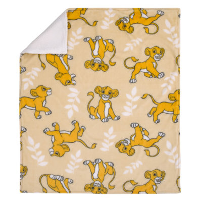 NoJo Disney Lion King Tan, Beige And White Simba Super Soft Sherpa Baby Blanket