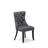 5-piece Dining Room Set with Polyester Fabric 4 Platinum Gray kitchen chairs, Button-Tufted Backs, and a 48"Round Dinner Table in Sand Blasted Black Finish.-1200059069