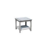 Shelburne 22" Outdoor Weathered Teak Side Table With Lower Shelf
