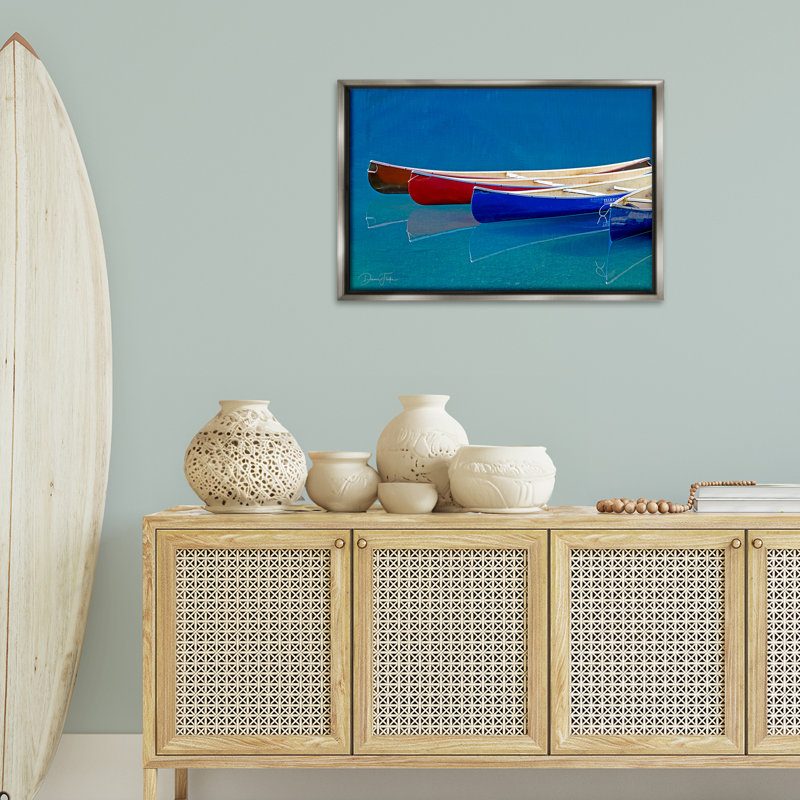 Toile flottante encadrée «Divers Canoe» par Dennis Frates, Cadre flottant gris lustré, H 21 po x l 31 po