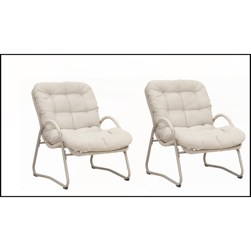 Chaise longue d'extérieur avec cadre en fer robuste pour un confort durable (ensemble de 2)
