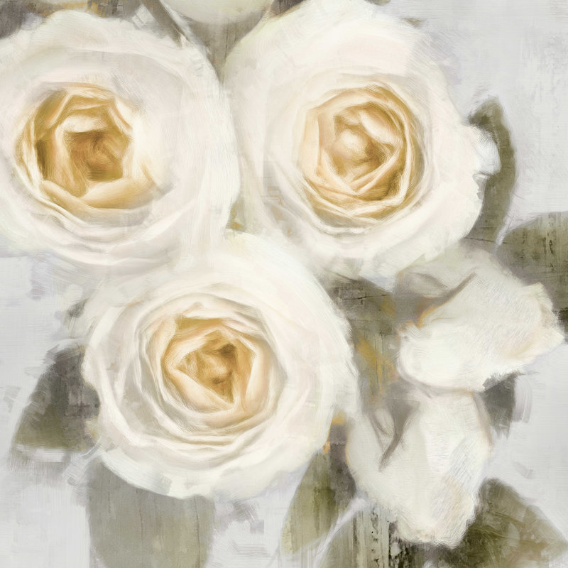 Motif floral blanc et jaune 3, H 12 po x l 12 po