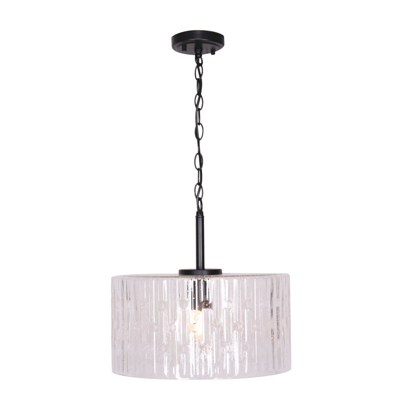 Luminaire suspendu cylindrique à 1 lumière Gizur, Noir mat